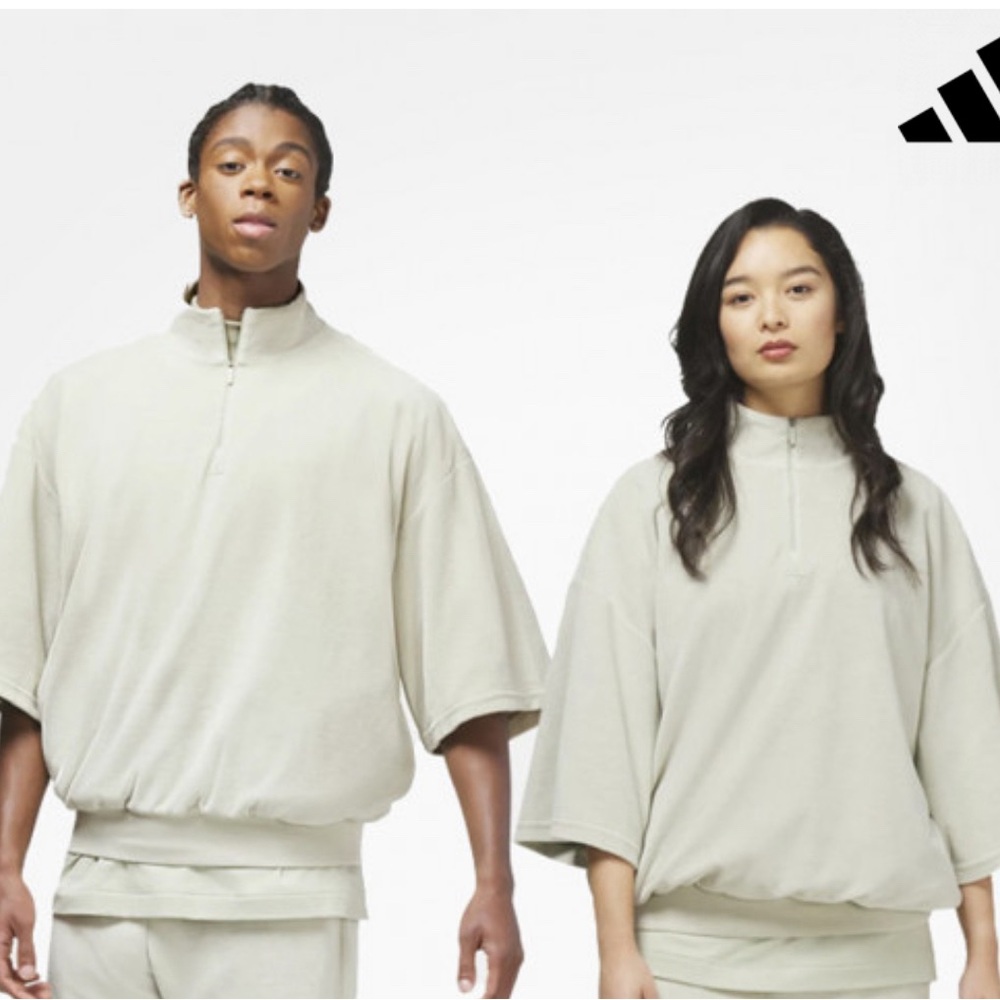 Adidas Men's Off-White Half-Zip Sweatshirt